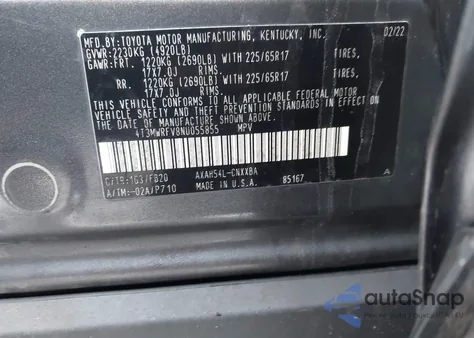 2022 Toyota Rav4 Hybrid Le z USA, uszkodzony, nr VIN 4T3MWRFV8NU055855